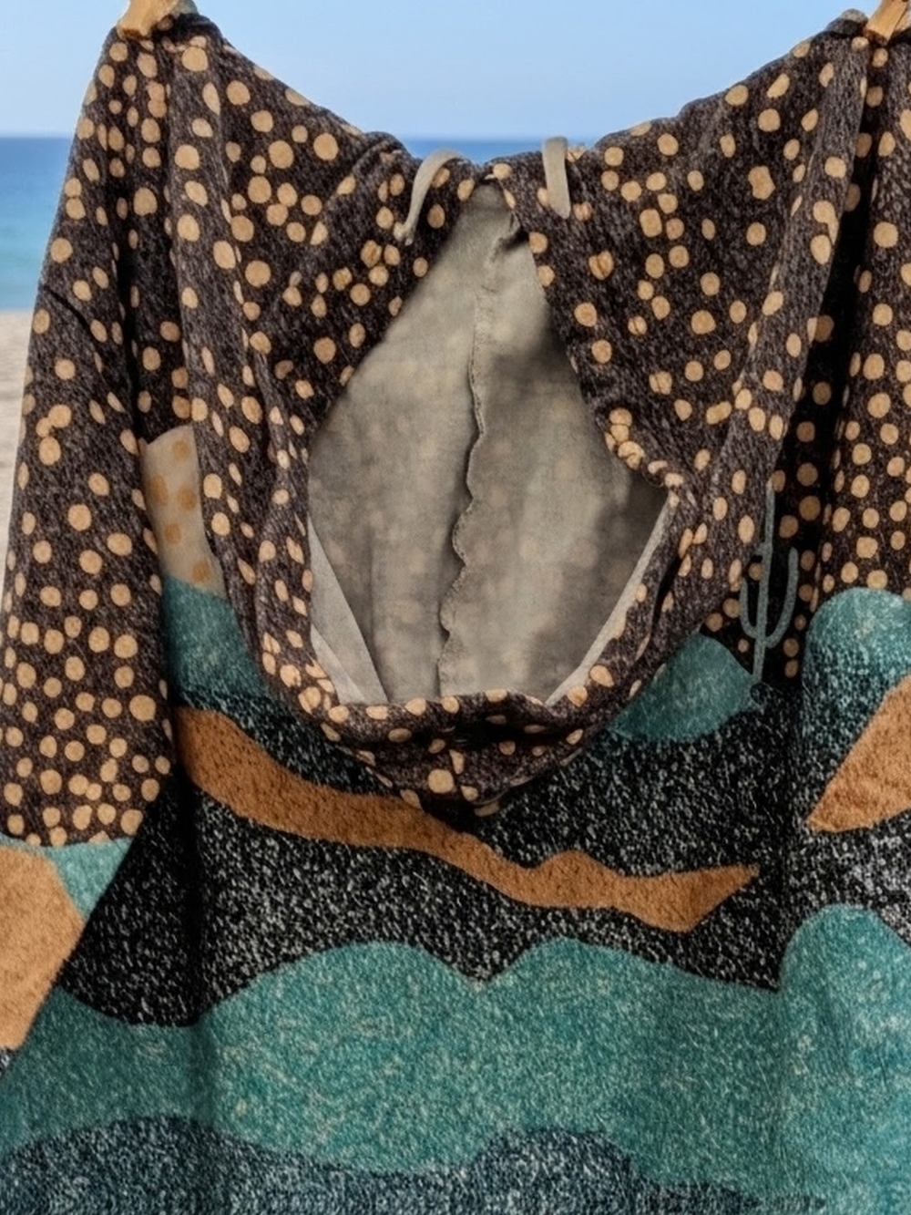 MISSLOOK Western Desert Cactus Moon Graphic Hoodie Pullover Size Large - Picture 4 of 6